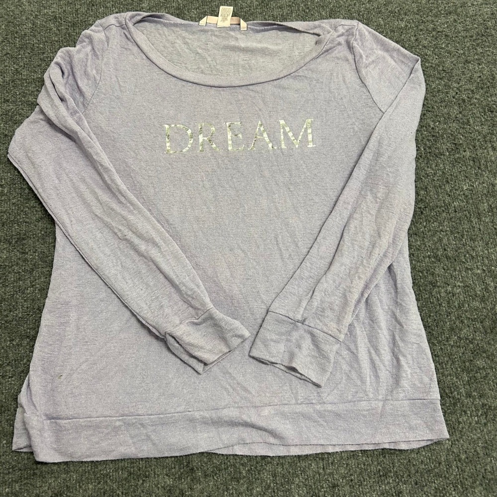 Victoria's Secret Sleep Shirt Womens Size L Lavender Dream Graphic Long Sleeve